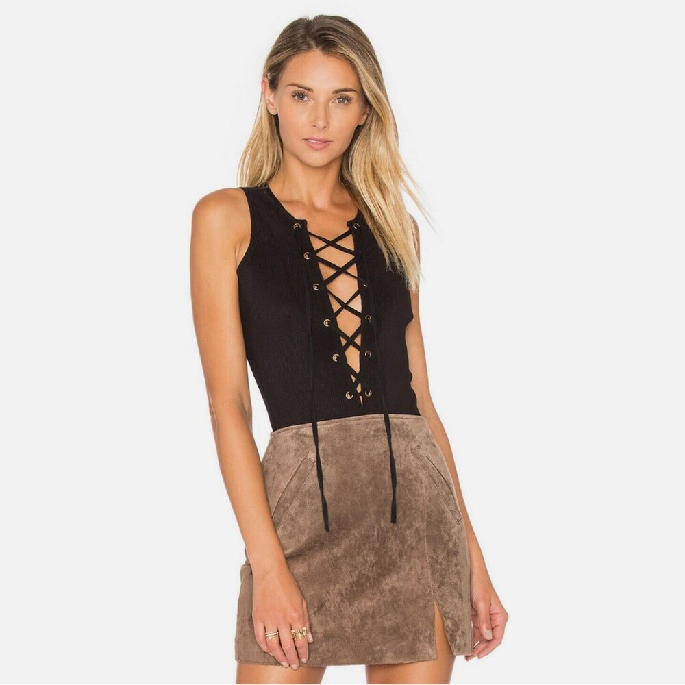 Tularosa Nile Ribbed Lace Up Bodysuit